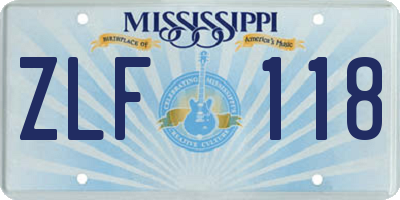 MS license plate ZLF118