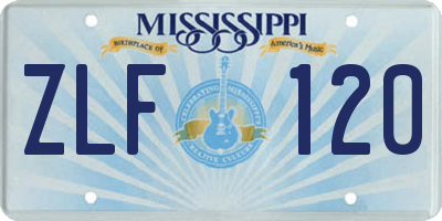 MS license plate ZLF120