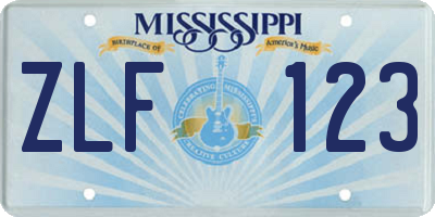 MS license plate ZLF123