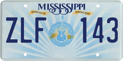MS license plate ZLF143