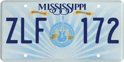 MS license plate ZLF172