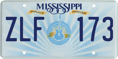 MS license plate ZLF173