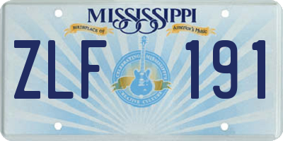MS license plate ZLF191