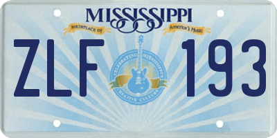 MS license plate ZLF193