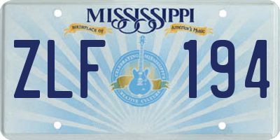 MS license plate ZLF194