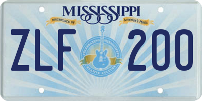 MS license plate ZLF200