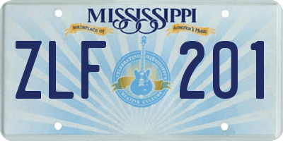MS license plate ZLF201
