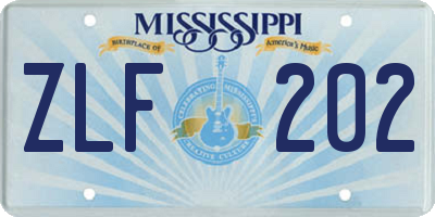 MS license plate ZLF202