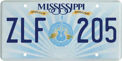 MS license plate ZLF205