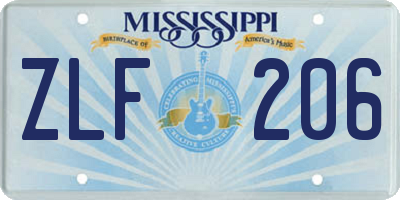 MS license plate ZLF206