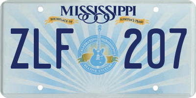 MS license plate ZLF207