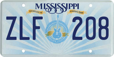 MS license plate ZLF208