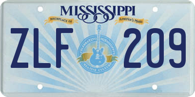 MS license plate ZLF209
