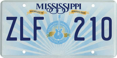 MS license plate ZLF210