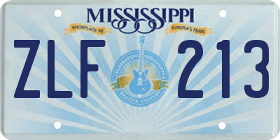 MS license plate ZLF213