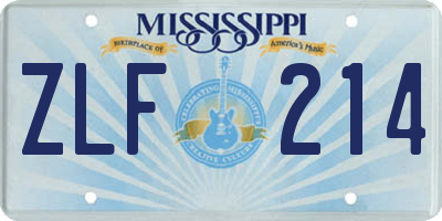MS license plate ZLF214