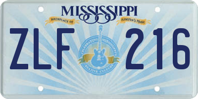 MS license plate ZLF216