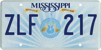 MS license plate ZLF217