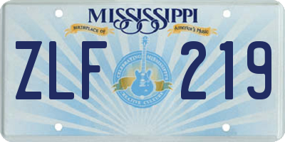 MS license plate ZLF219