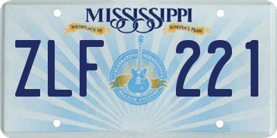 MS license plate ZLF221