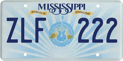 MS license plate ZLF222