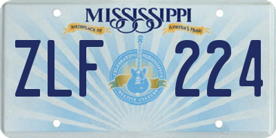 MS license plate ZLF224