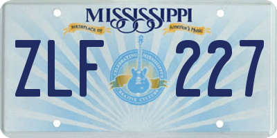 MS license plate ZLF227