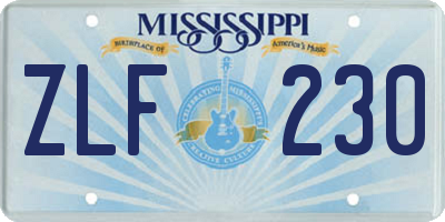 MS license plate ZLF230
