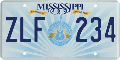 MS license plate ZLF234