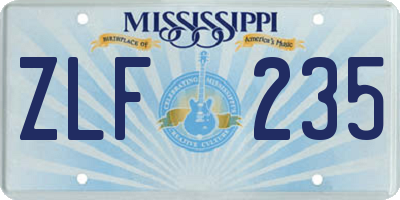 MS license plate ZLF235