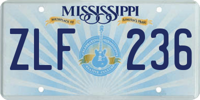 MS license plate ZLF236