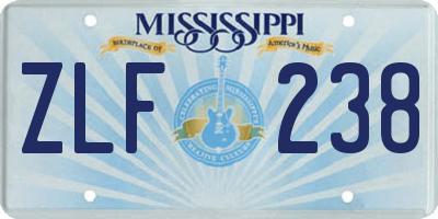 MS license plate ZLF238