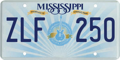 MS license plate ZLF250