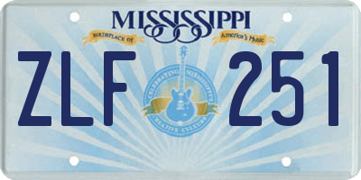 MS license plate ZLF251