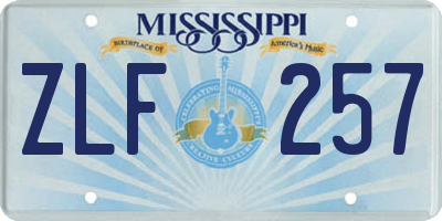 MS license plate ZLF257