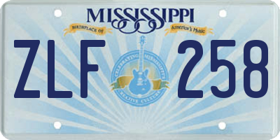 MS license plate ZLF258