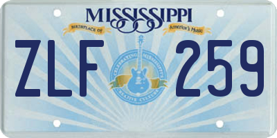 MS license plate ZLF259