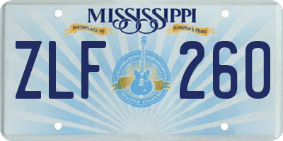 MS license plate ZLF260
