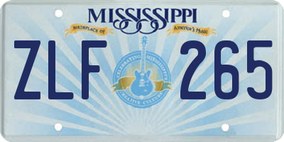 MS license plate ZLF265