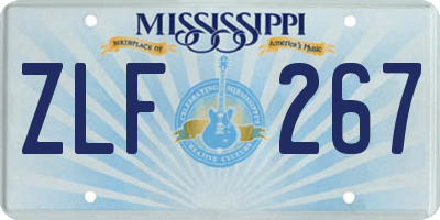 MS license plate ZLF267