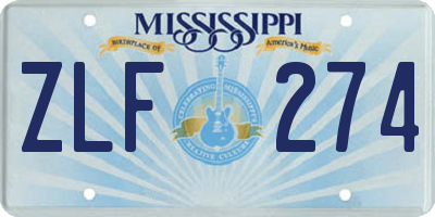 MS license plate ZLF274