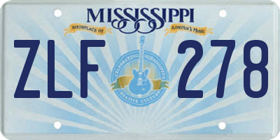 MS license plate ZLF278