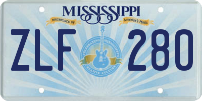 MS license plate ZLF280