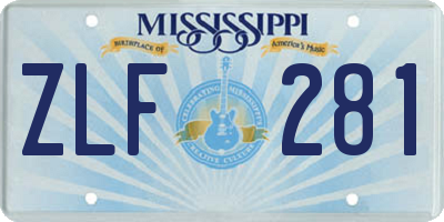 MS license plate ZLF281