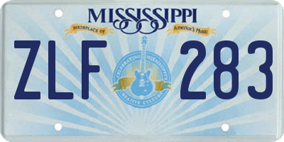 MS license plate ZLF283