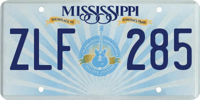 MS license plate ZLF285