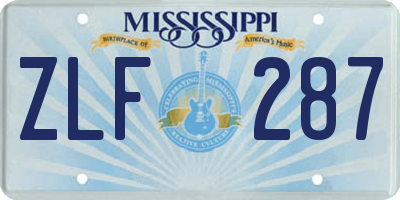 MS license plate ZLF287