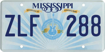 MS license plate ZLF288