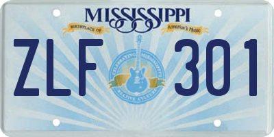 MS license plate ZLF301