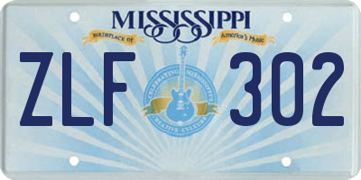 MS license plate ZLF302